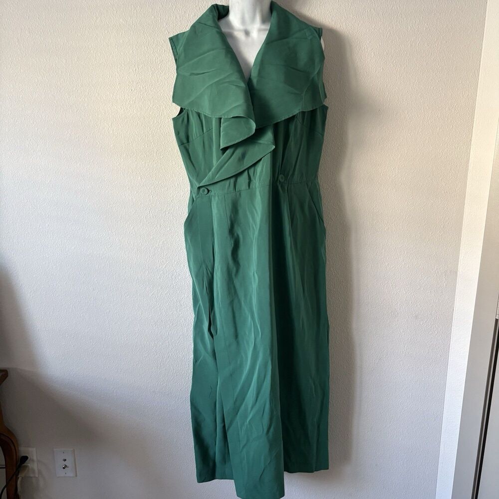 BGL Maxi Silk Dress Womens Size 2XL Green Sleeveless Faux Wrap Cocktail Party